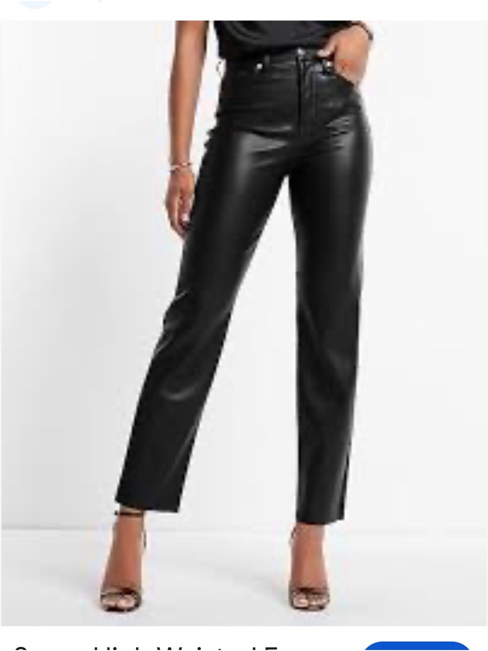 Super High Waisted Faux Leather Modern Straight Pant. size 8 Regular